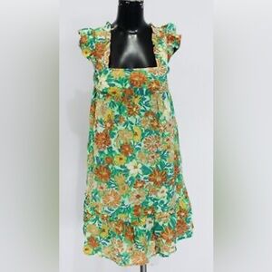 Floral Green and Orange Dress